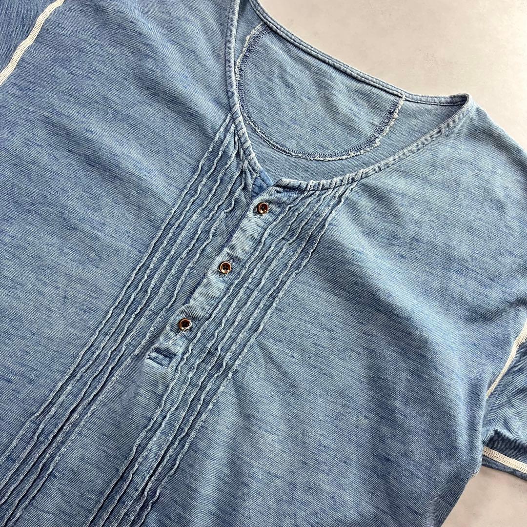 KAPITAL インディゴ ヘンリーネックポロシャツ キャピタル 襤褸