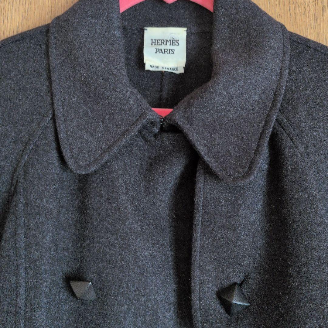 HERMES ダークグレー ピーコート