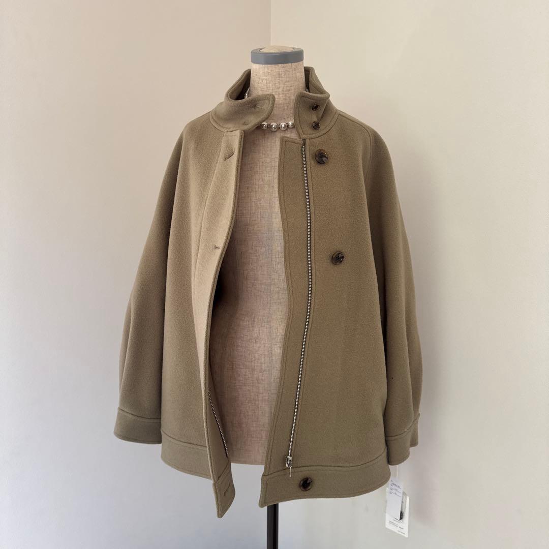 新品⭐︎simウールモッサジップジャケット オリーブカーキウール混合コート
