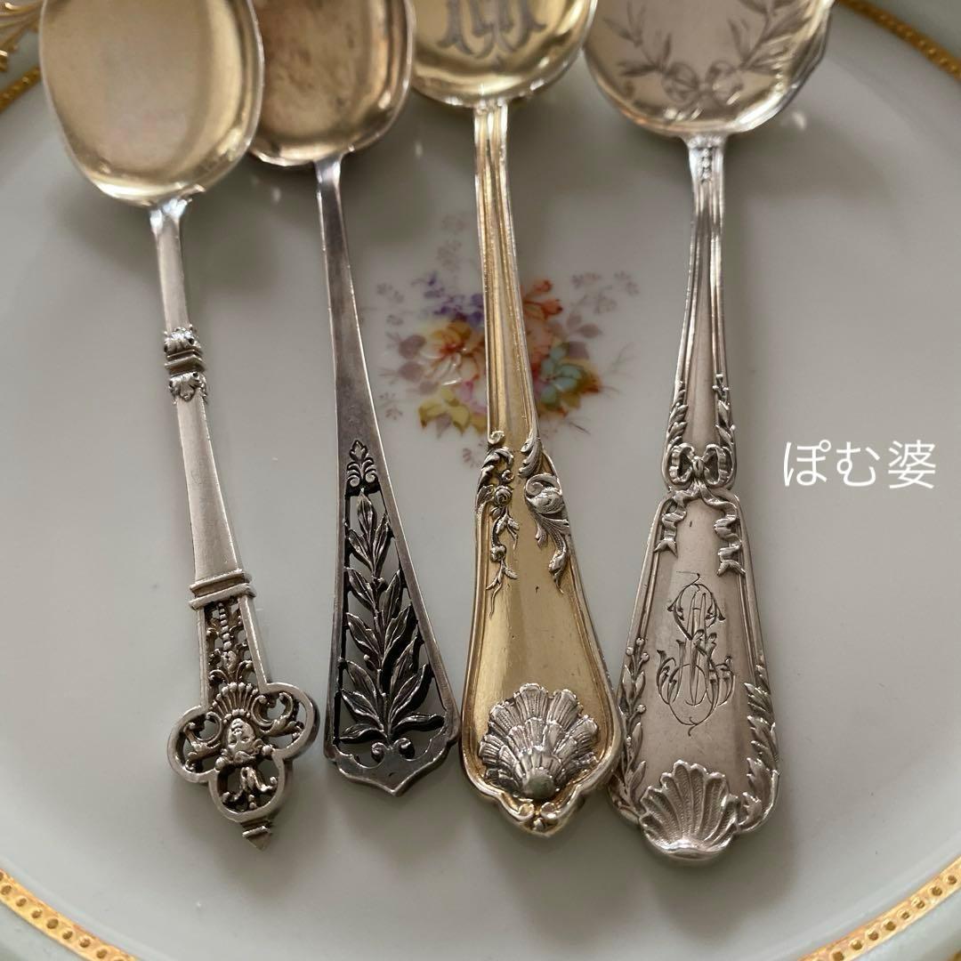 【フランス／アイスクリームスプーン】カルディヤック等 純銀スプーン ２本