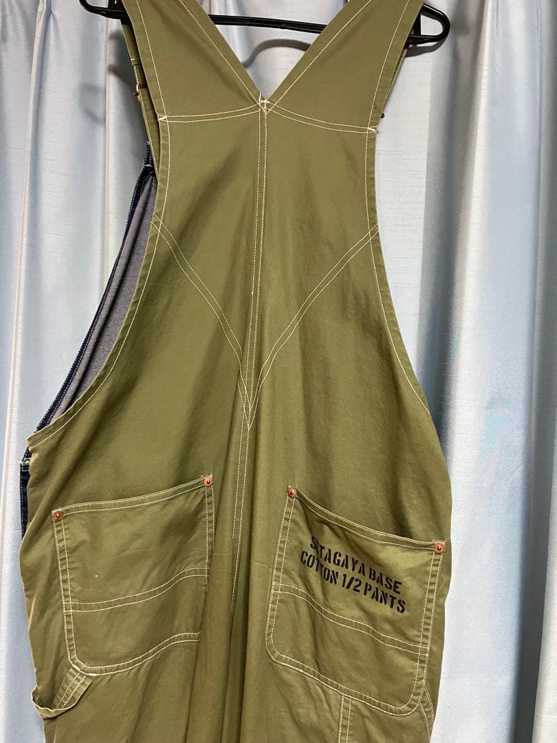 世田谷ベースコットンハーフパンツオーバーオール　M size
