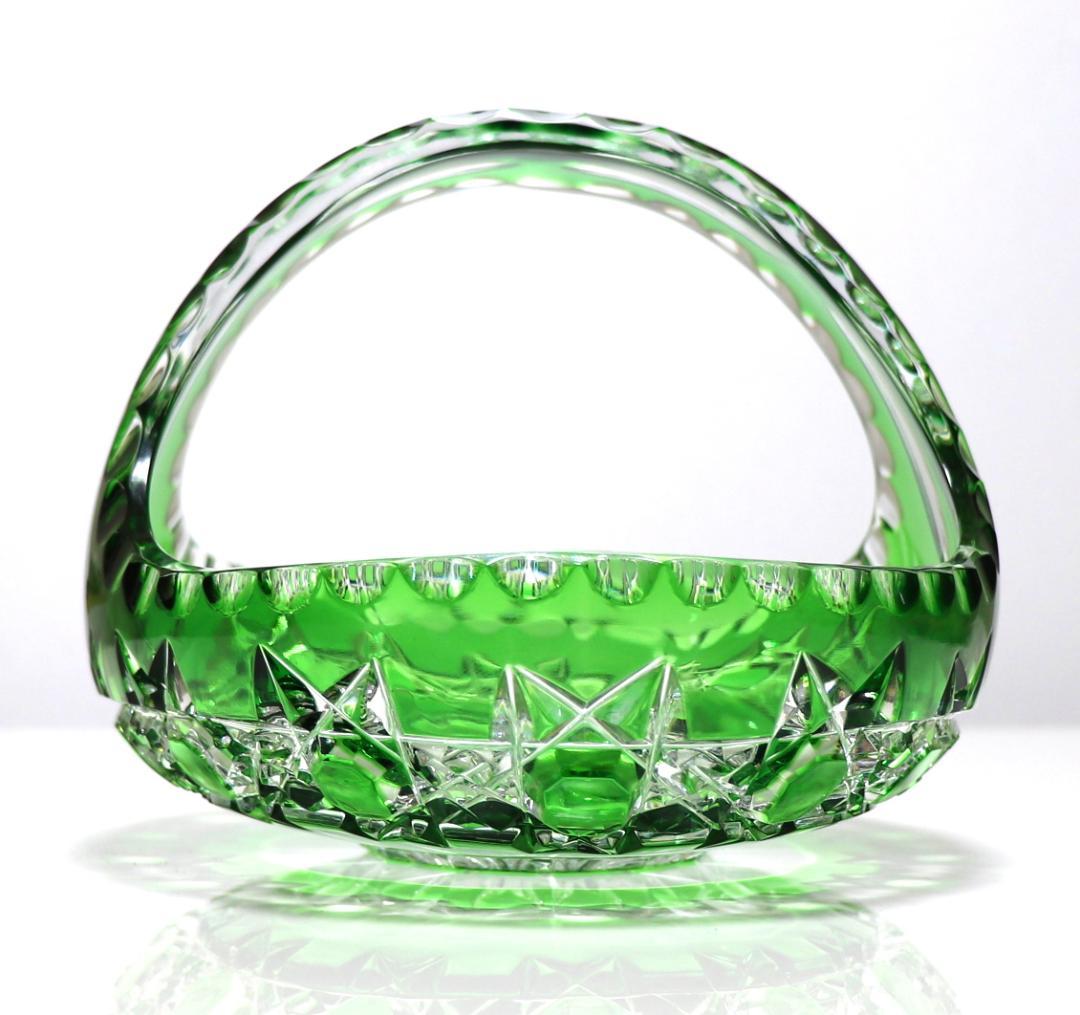 オールド・バカラ 23cm 1.1kg 特大サイズ ディアマン・ピエーリー 緑色