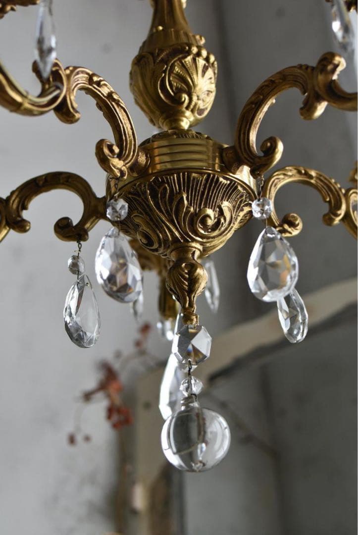 ゴールド　シャンデリア 5灯　フランス アンティーク　一点もの　最終値下げ