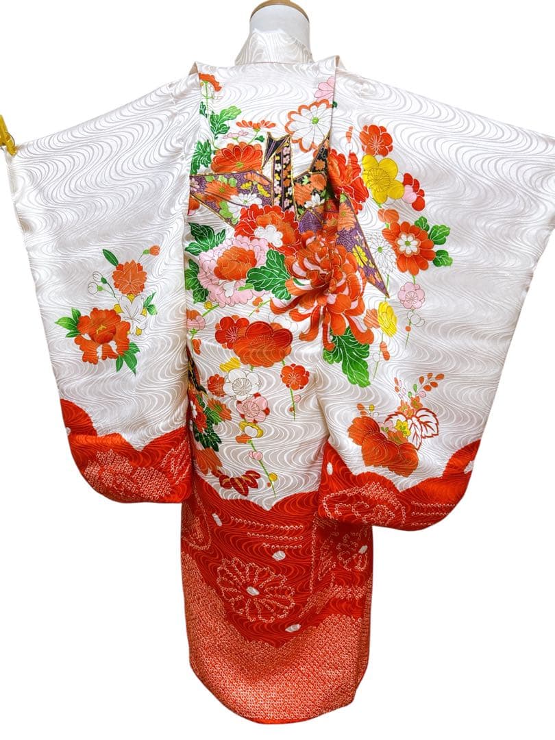 総絞り被布セット♡七五三　3歳　女の子　フルセット　一式　正絹　朱色