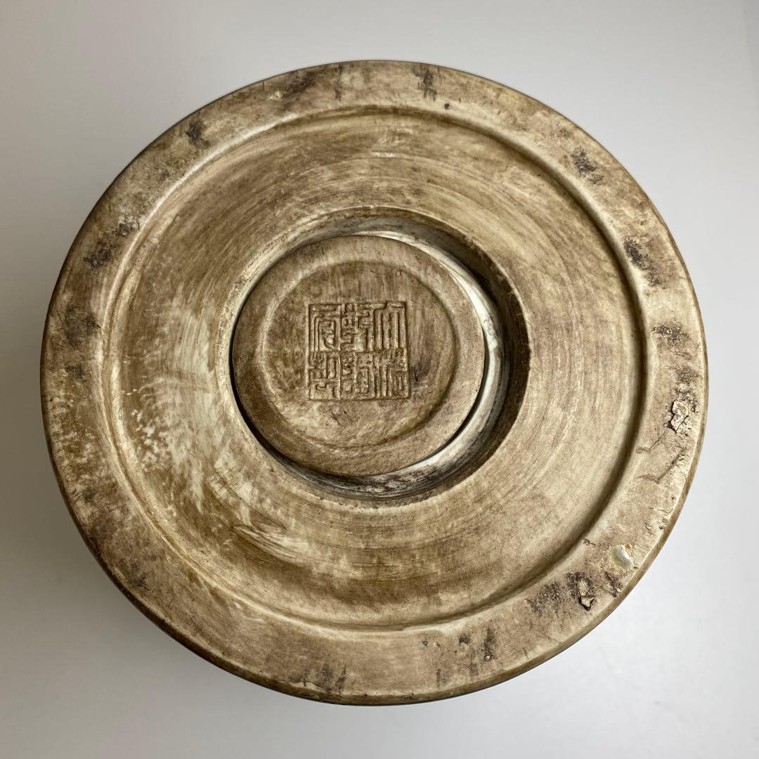 中国清時代　大清乾隆年製　瑠璃青花筆筒　木箱付　東Y7-0331☆2Fトニオ