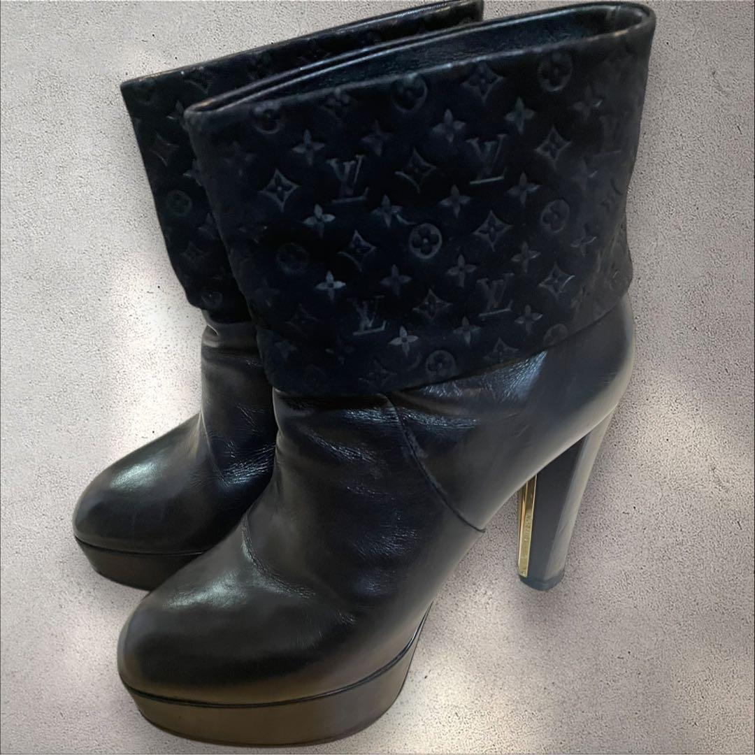 LOUIS VUITTON 24cmレザースエードブーティ37サイズ　付属品有