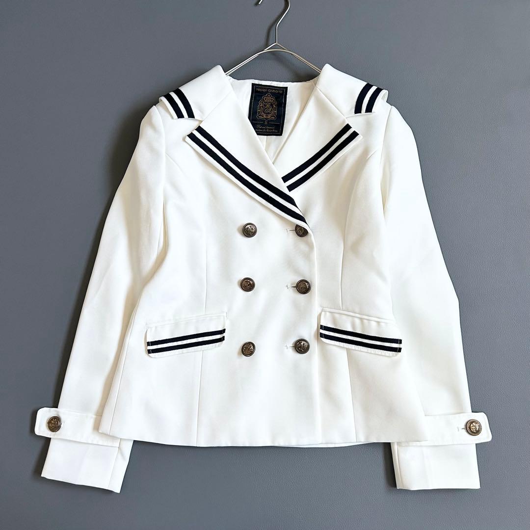1183y美品 レピピアルマリオ セーラー卒服3点セットアップ 白 150