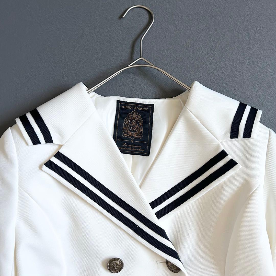 1183y美品 レピピアルマリオ セーラー卒服3点セットアップ 白 150