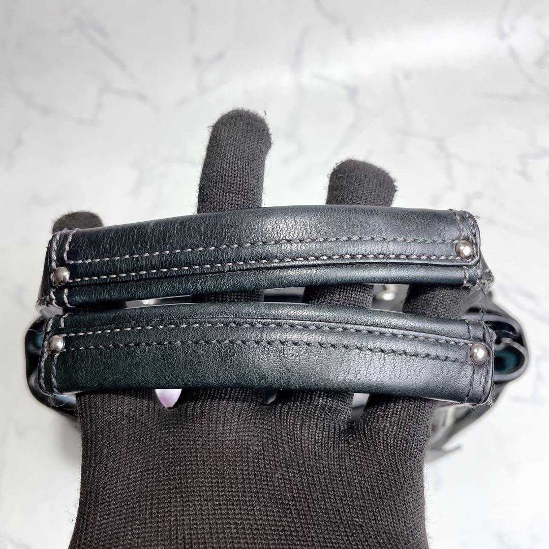 COACH ハンドバッグ シグネチャー キャンバス レザー ショルダー ブラック