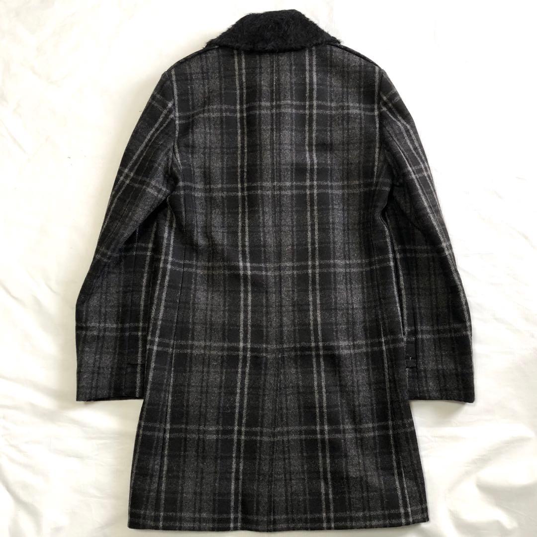 SAINT LAURENT PARIS 19AW ウール ボア チェックコート