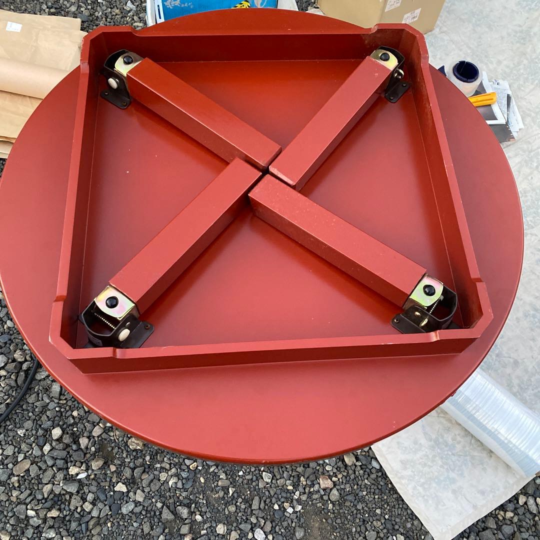 昭和の食卓 天然木 ちゃぶ台 丸テーブル 円卓 朱塗り直径 75㎝