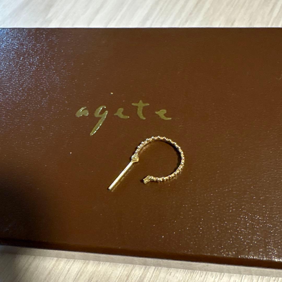 agete アガット◇ K18 K10 バブル フープ ピアス片方