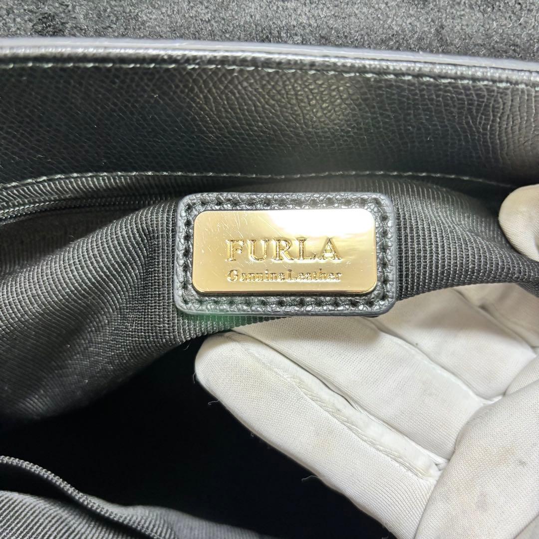 美品 FURLA フルラ レザー 2WAY ハンドバッグ ブラック 246572