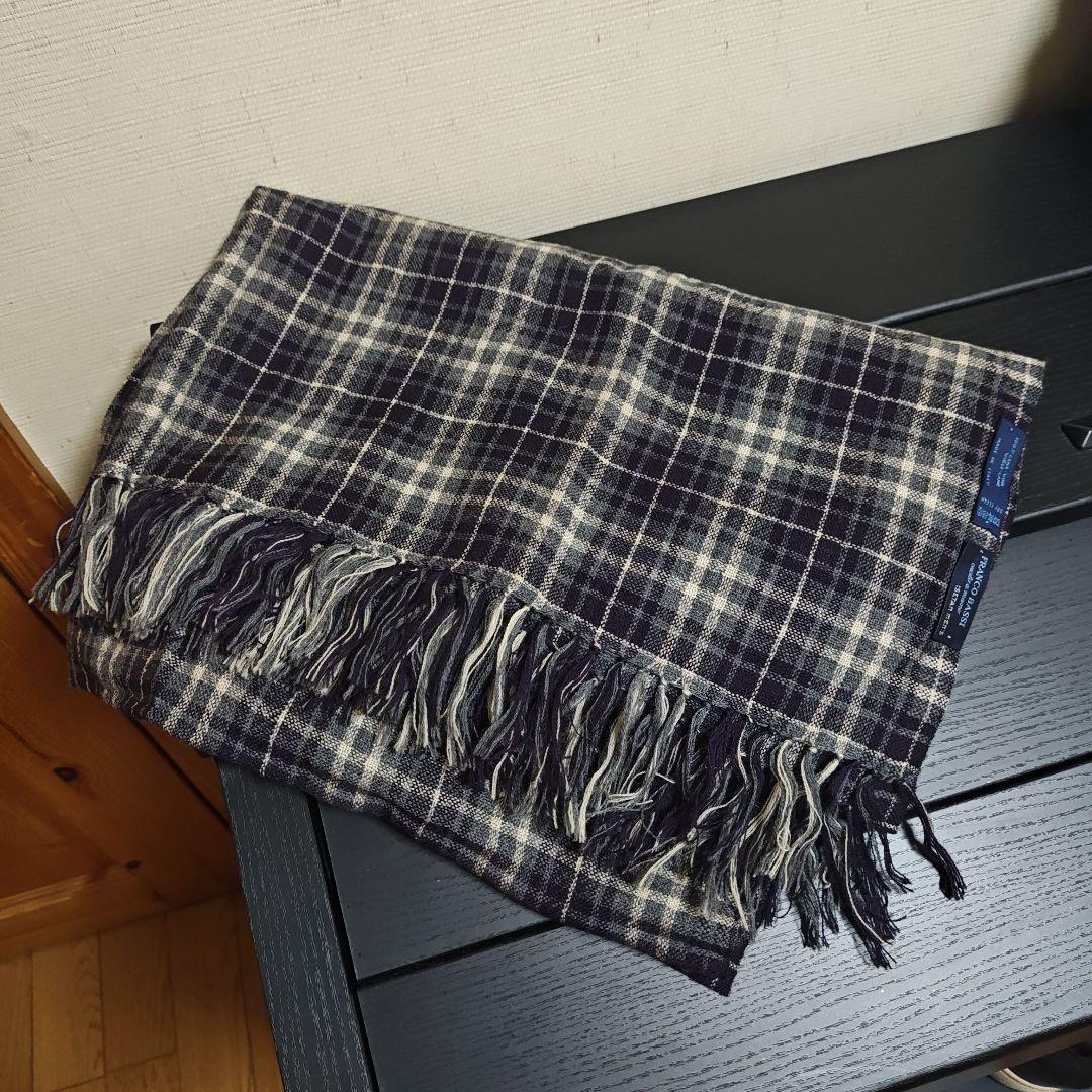 【美品】大判 FRANCO BASSI ITALY チェック柄 ウールストール