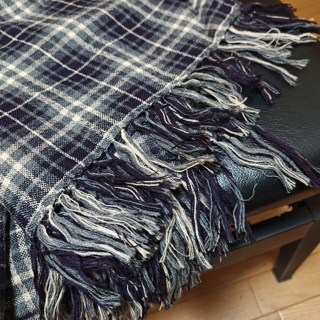 【美品】大判 FRANCO BASSI ITALY チェック柄 ウールストール