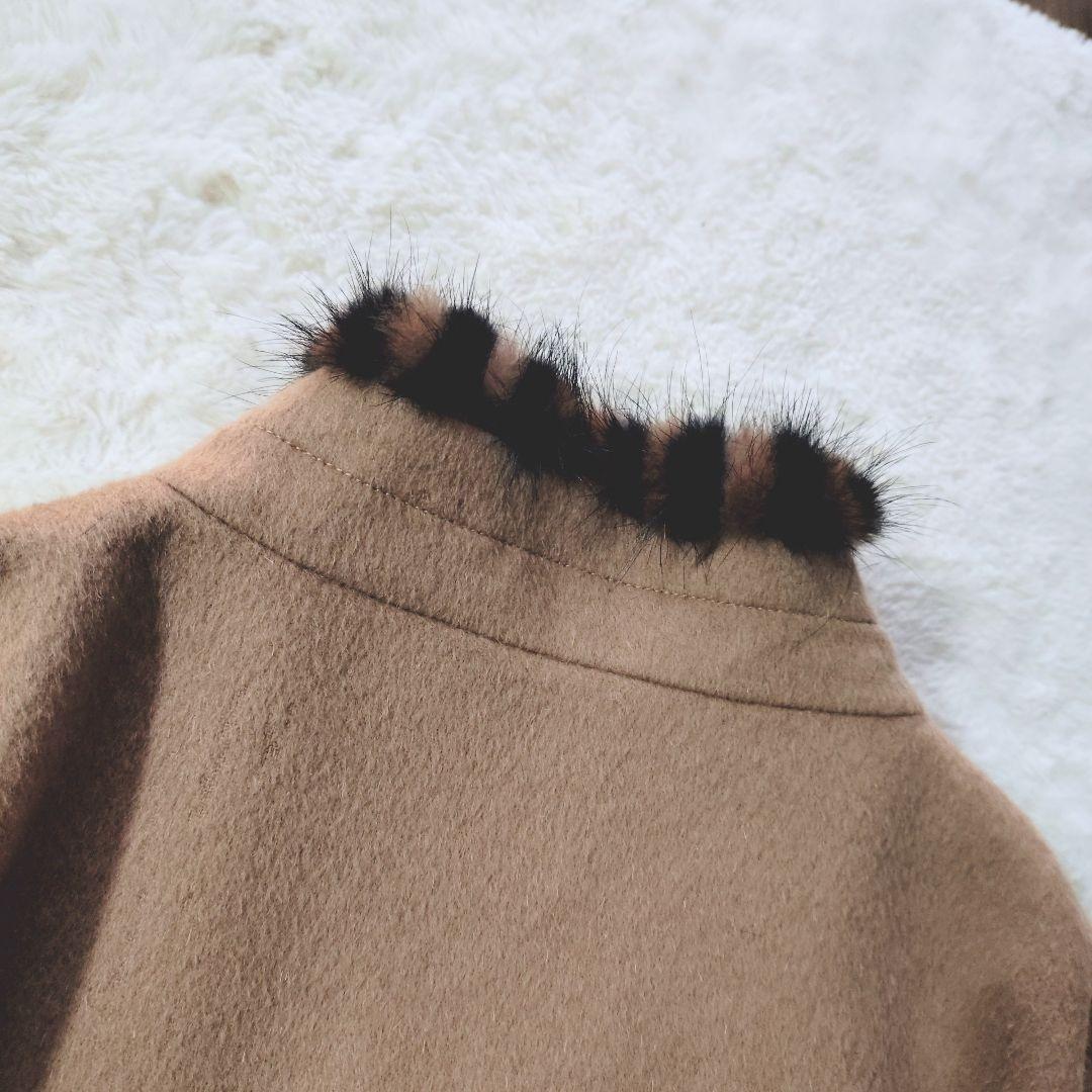 新品タグ付き ミンク カシミヤ ポンチョ キャメル レオパード