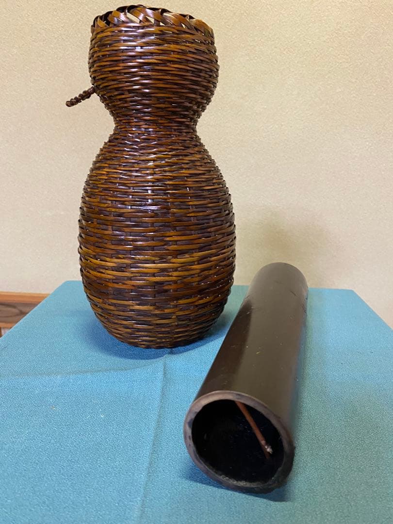 茶道具/花入　ひさご籠　竹籠花入
