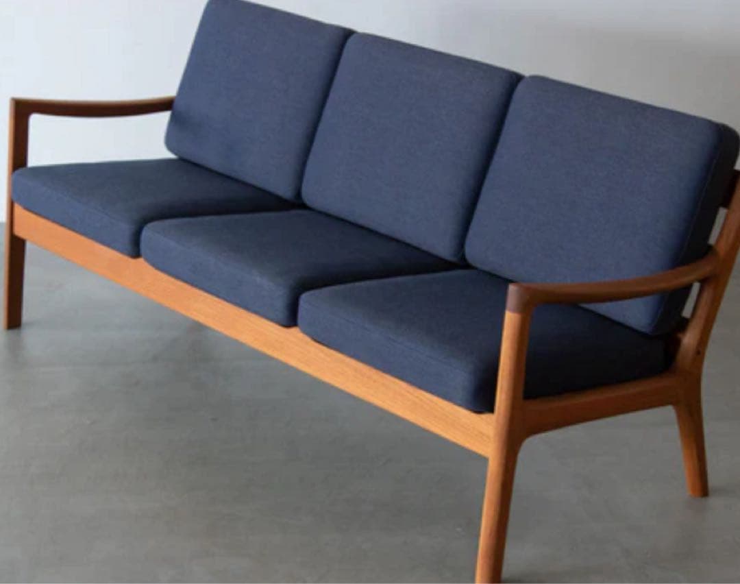 Ole Wanscher ネイビー布張り3人掛けソファ