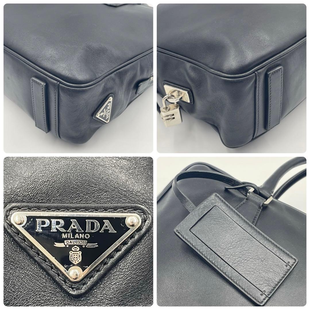 美品✨PRADAプラダ 三角ロゴ ブリーフケース ビジネス 極上レザー A4 黒