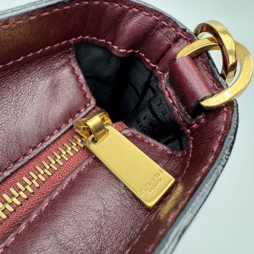 セリーヌ レザー カーフ ショルダーバッグ 斜めがけ A4可 ボルドー