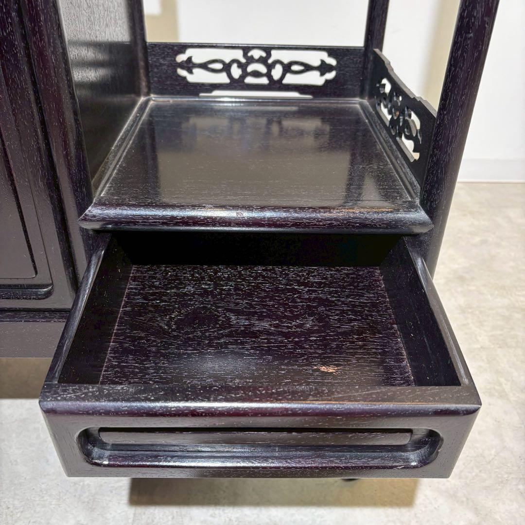 脚付茶棚　唐木　リメイク家具　和家具　時代家具　和モダン　ミニ茶棚　茶箪笥