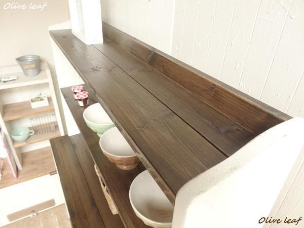 サイズ、デザインオーダー可！H120カップボード●シャビーエスプレッソ受注製作