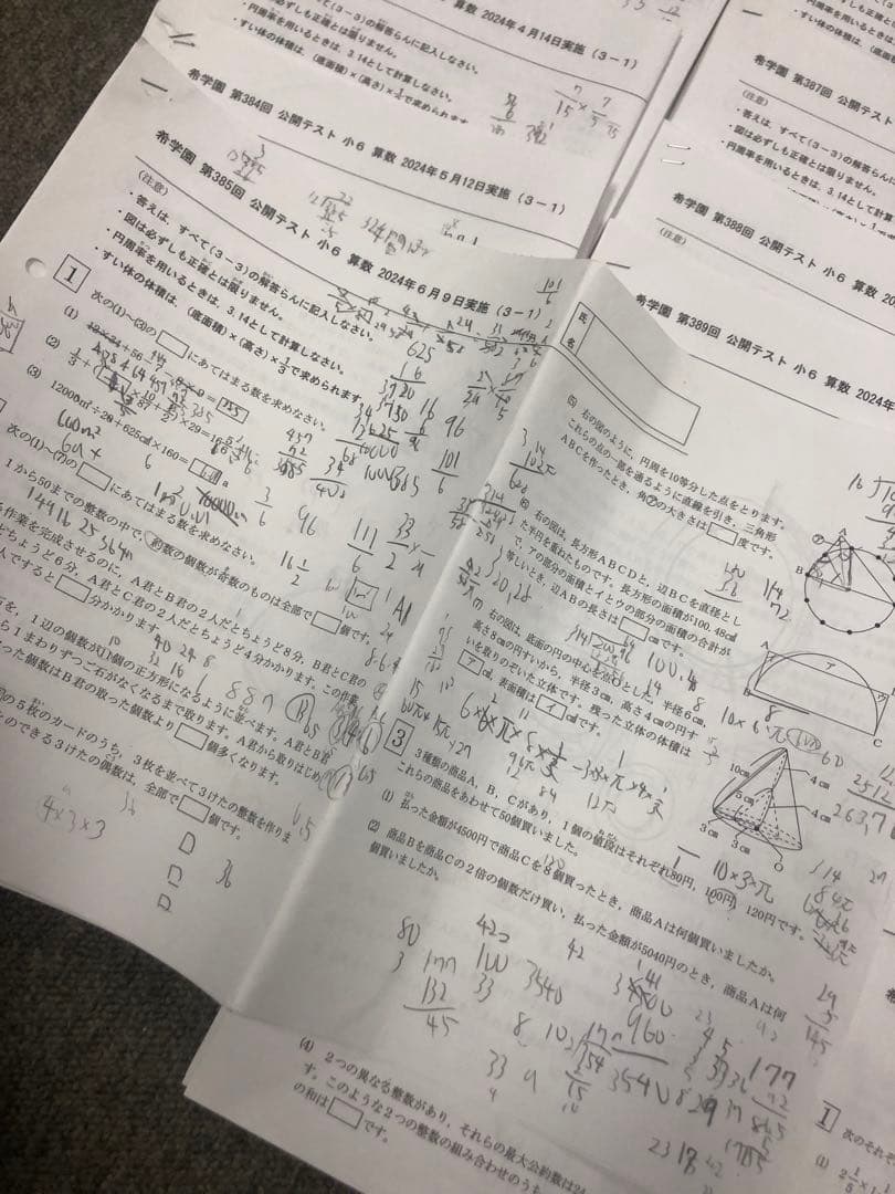 希学園小6 公開テスト/合否判定テスト/　算数のみ　中古２０２４年度版