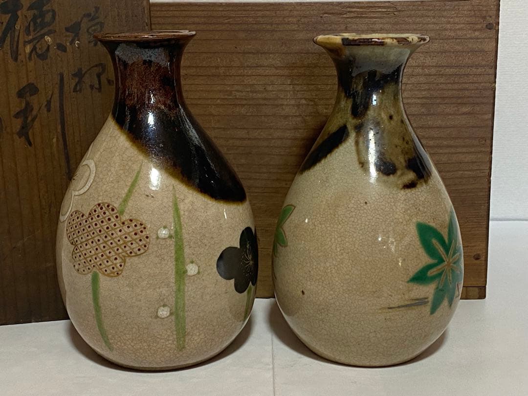 ♦永楽善五郎 光琳模様 徳利一対 共箱 江戸天保年間〜明治時代 京焼