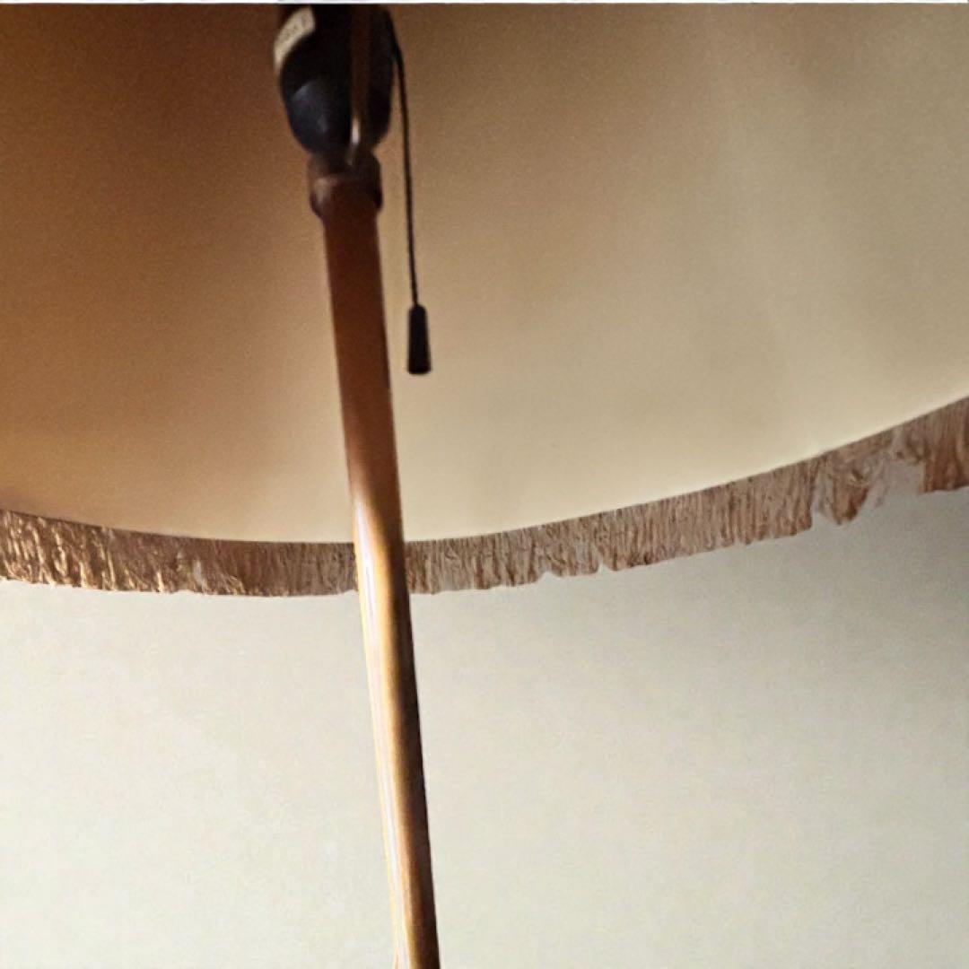 木製フロアランプ 布シェード 高さ160cm 大型照明 アンティーク　レトロ