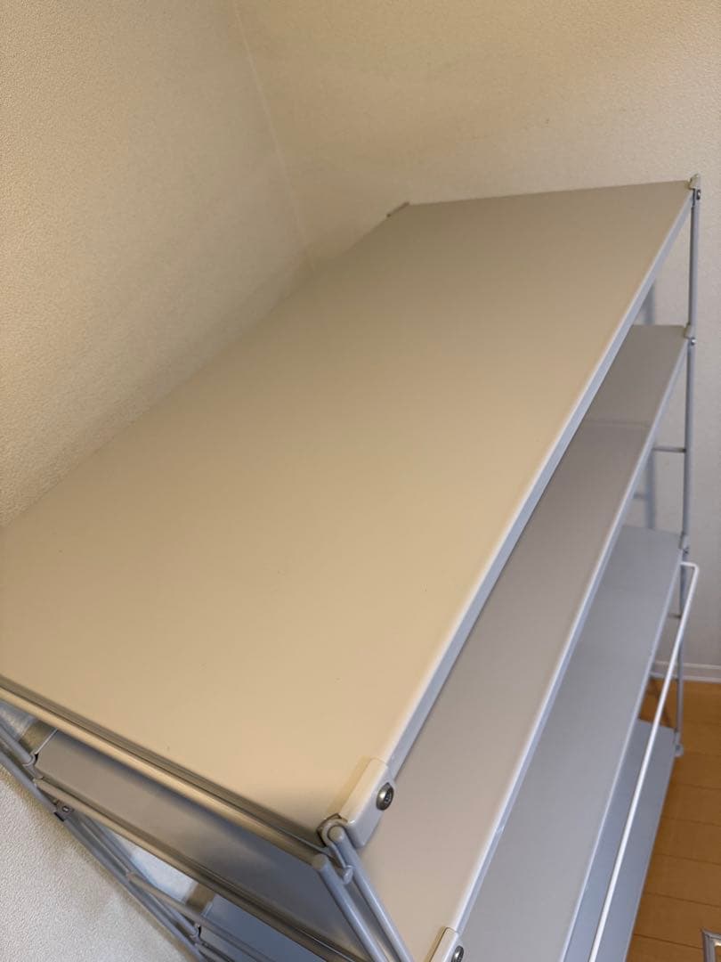 無印良品 スチールユニットシェルフ ワイド 中 ライトグレー ワイヤーバスケット