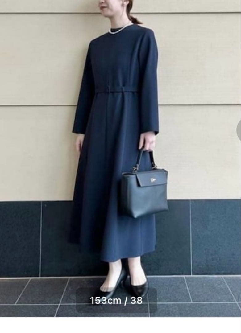 セレモニー　フォーマル　ベルト付 ドレス　ワンピース　長袖