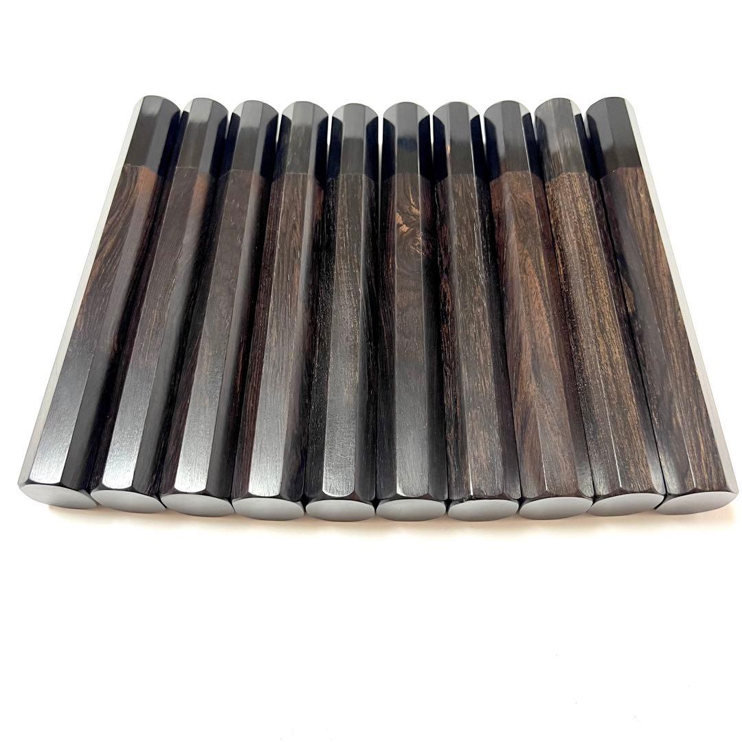 10本セット 黒水牛角 フグ引き330 手作り 包丁柄 フグ引き尺 黒檀 八角柄