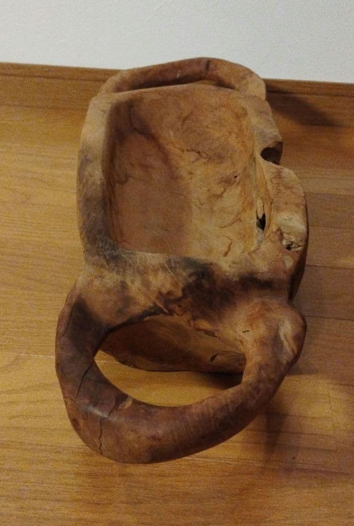 古木 皿 器 無垢 ヴィンテージ アンティーク 木製 大型 ハンドルバスケット