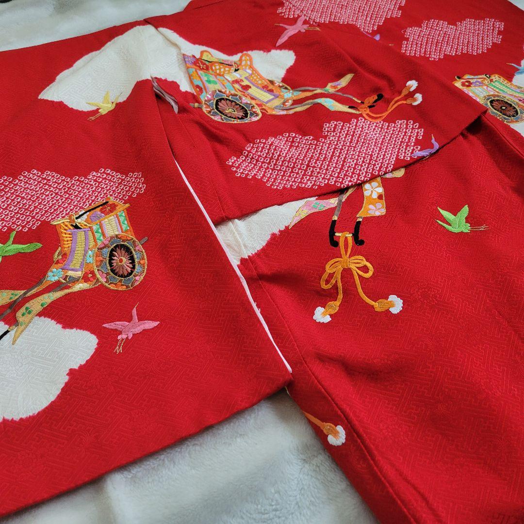 【正絹】七五三 3歳 4歳 女の子 フルセット 着物 帯 赤