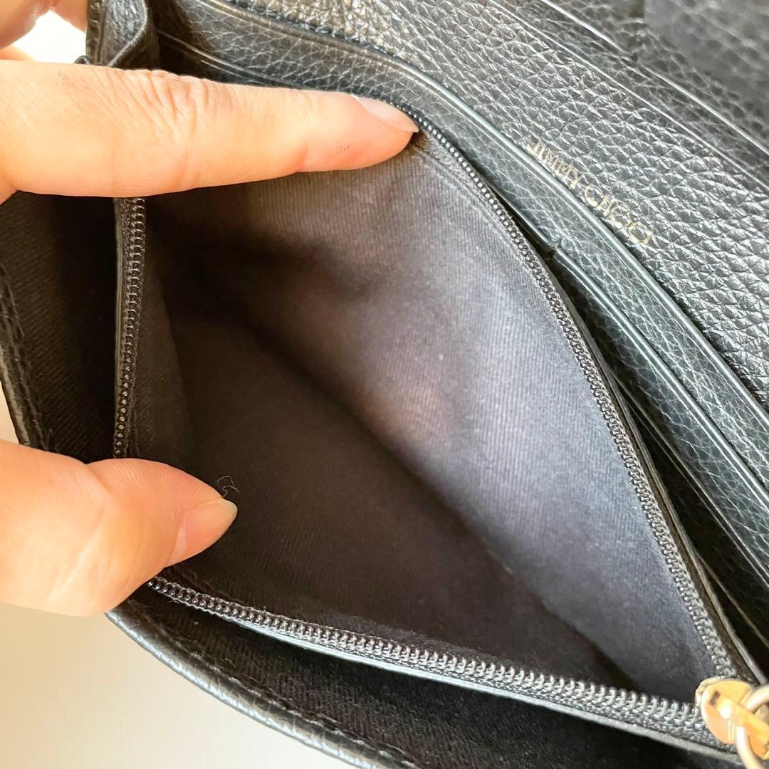 【極美品】JIMMY CHOO 長財布 クリスタル スタースタッズ付き 黒