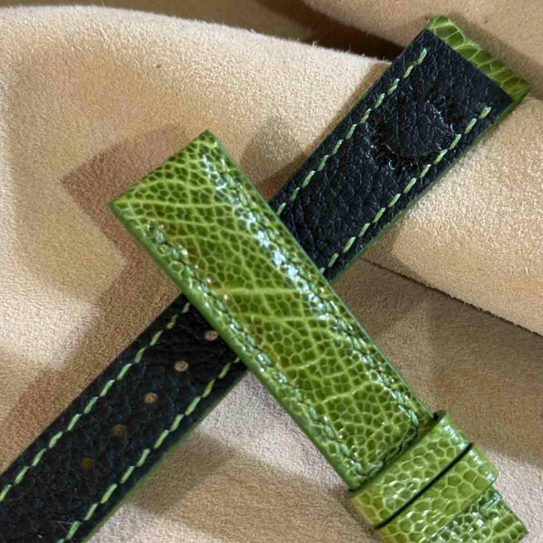 ost-436 オーストリッチ 腕時計ベルト グリーン ラグ幅19mm