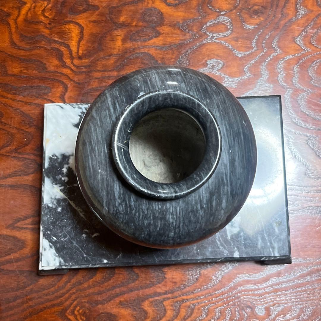 大理石　オニキス　壺　花瓶　台座付き