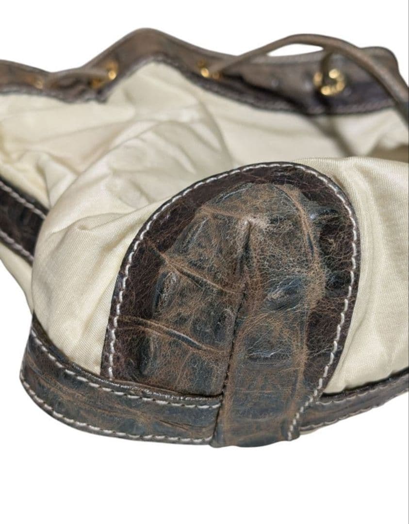 フェンディ FENDI 巾着 バケットバッグ クロコ型押し ヴィンテージ 正規品