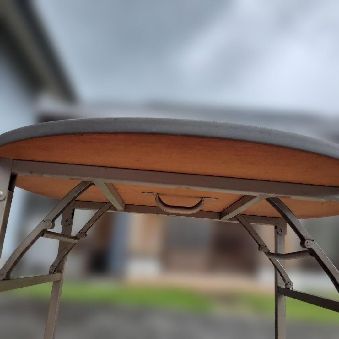 円形折りたたみテーブル ブラウン