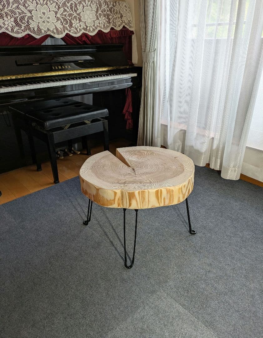 杉　アイアン脚　テーブル　切り株　 輪切り　高さ約41.5㎝