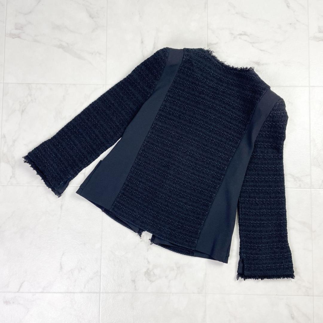 美品 FOXEY クールツイードコンビカーディガン ジャケット 黒40*LD12