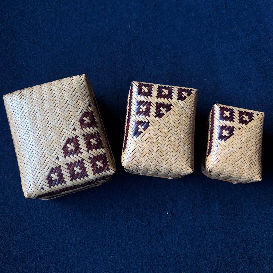 工芸品木製箱・花柄和小物入れサイズいろいろセット②