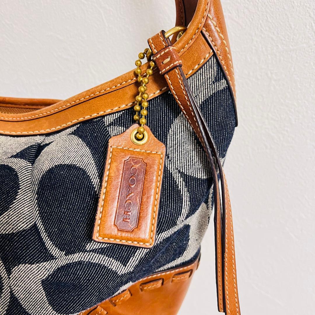 ✨美品 ✨COACH コーチ シグネチャー デニム レザー ワンショルダーバッグ