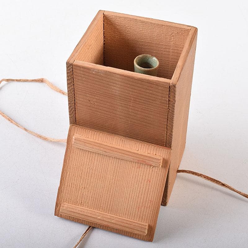 中国　龍泉窯　青磁　一輪挿し　時代箱付　M　R8638