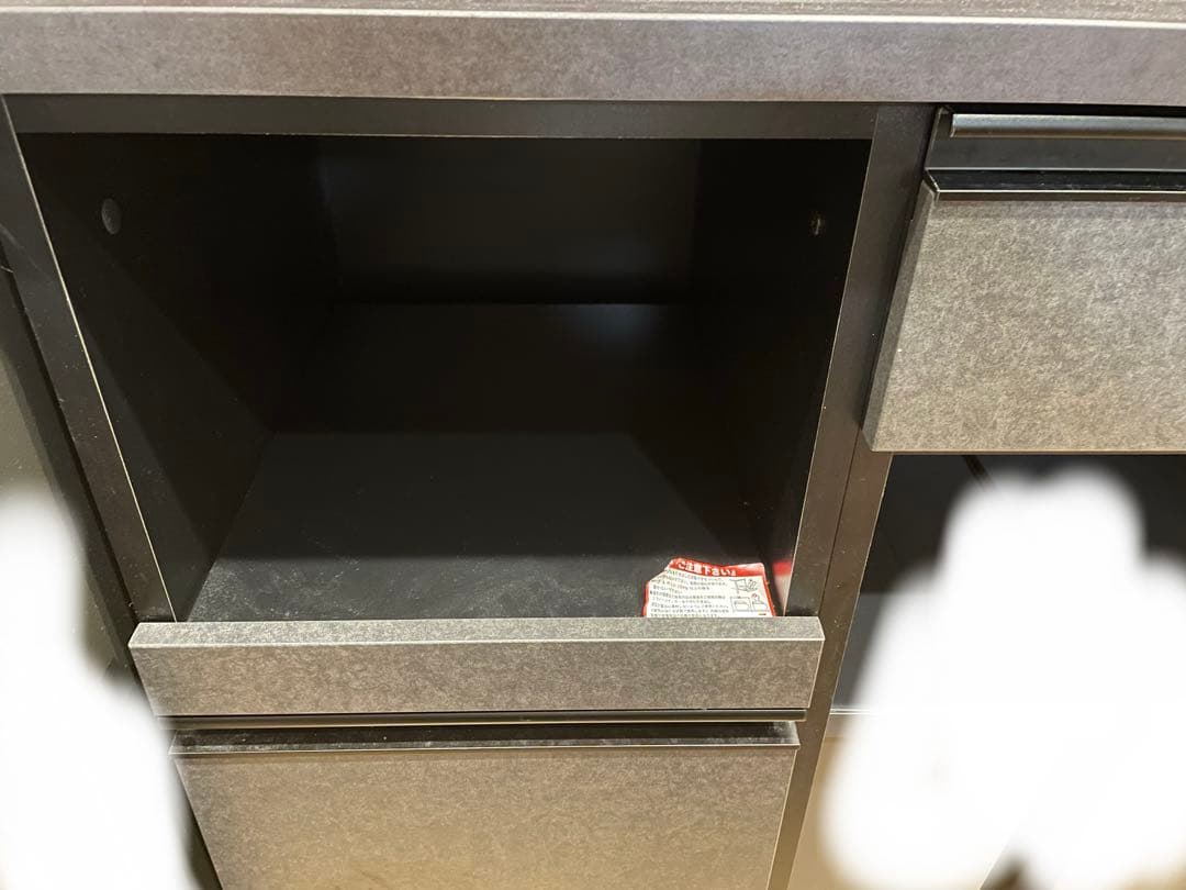 （オレオ）ニトリ　リリガーレ　120 黒の木製キッチン収納引き出し付き