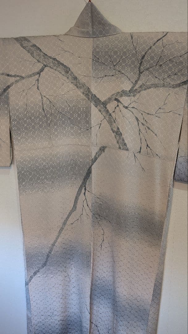 【美品•縁起物】訪問着 木の枝とフクロウ模様