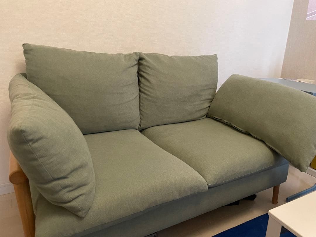 ミントグリーン 2人掛けソファ クッション付き　Harry