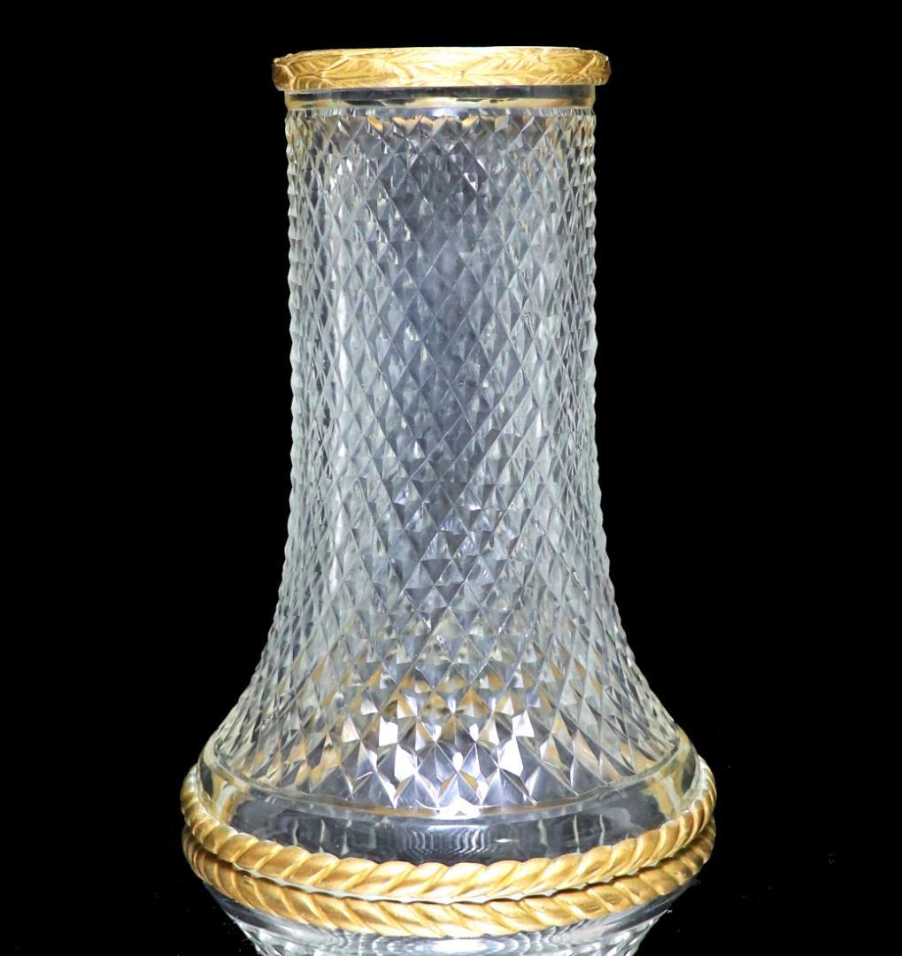 オールド・バカラ 霰文 ブロンズ装飾 大型 置物 ランプシェード ディアマン