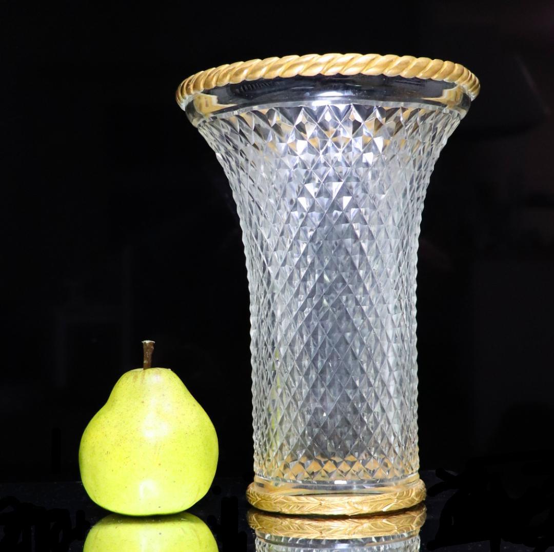 オールド・バカラ 霰文 ブロンズ装飾 大型 置物 ランプシェード ディアマン