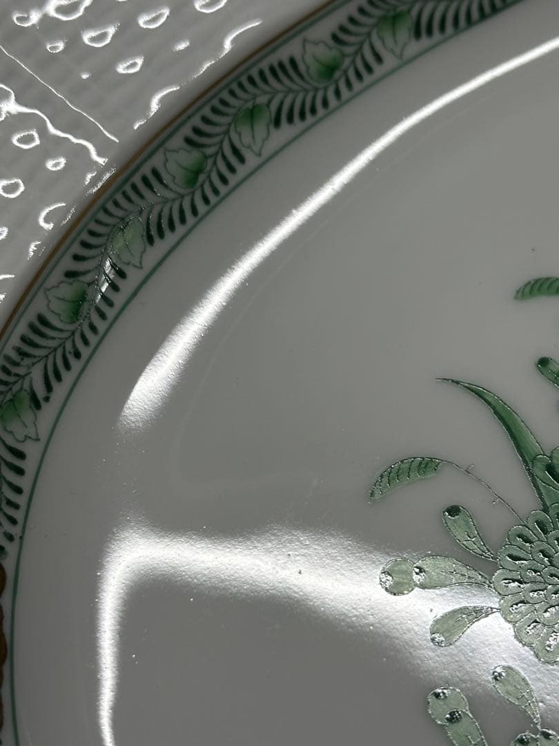 【美品】HEREND アポニーグリーン　オーバル　プレート　37cm